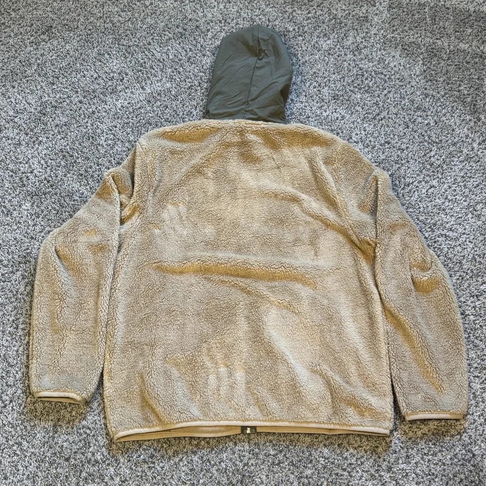 NWT True Religion Mens Contrast Sherpa Hooded Jacket Beige Soft Cozy Winter L
